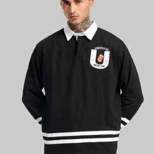 White Striped Black Polo