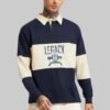 Navy and Beige Men's Polo