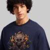 Skull Rider Navy Blue Oversized Fit T-Shirt Men