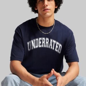 Curve Navy Blue Oversized Fit T-Shirt Men