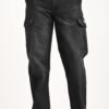 Black 6-Pocket Cargo Jeans For Men - Mid Rise Relaxed Fit