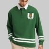 White Striped Green Polo