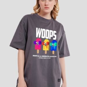 Woops Dark Grey Printed T-Shirt