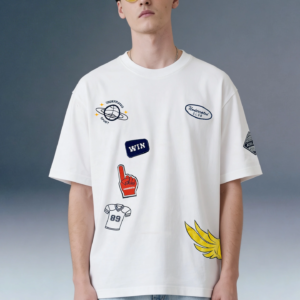 Varsity Patch White Oversized T-shirt Men