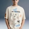 Not Antisocial Light Beige Oversized T-shirt Men