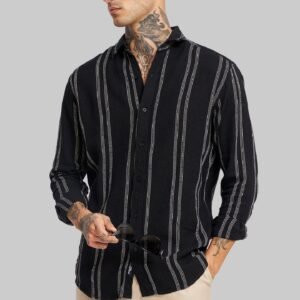 Black Striped Textured Shirt