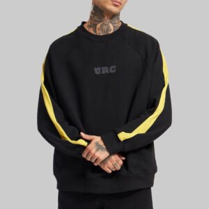 Printed Sleeves Black Raglan Sweatshirt