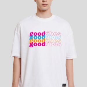Good Vibes White Printed T-Shirt