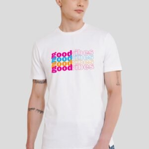 Good Vibes White Printed T-Shirt