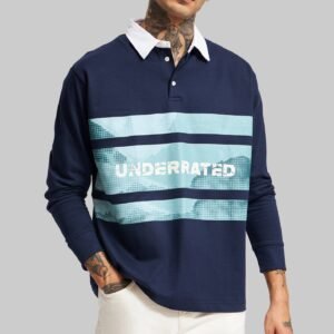 Navy Blue Printed Polo