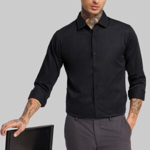 Black Solid Slim Fit Shirt