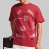 Scratched Red Oversized Fit T-Shirt Men