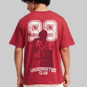 Mic Drop 99 Red Oversized Fit T-Shirt Men