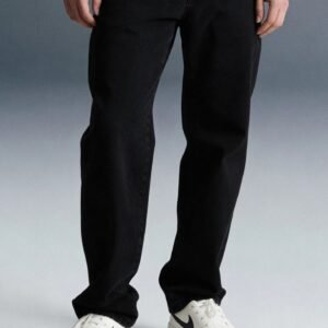 Black Mid Rise Men's Straight Jeans