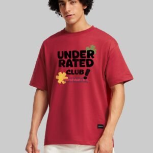 Art Meets Fashion Red Oversized Fit T-Shirt Men