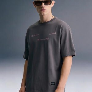 Aesthetic Logic Grey Oversized T-shirt Men