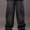 Rusty Blue 8-Pocket Baggy Cargo Jeans for Men