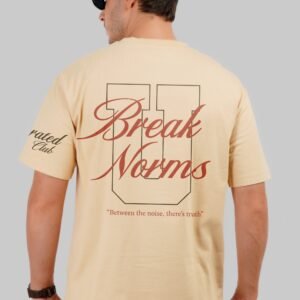 Break Norms Beige Oversized Fit T-Shirt Men
