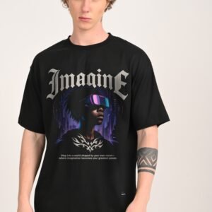Imagine Black Oversized Fit T-Shirt Men