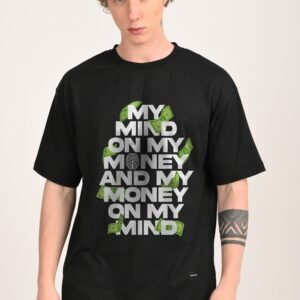 Money Mind Black Oversized T-shirt Men