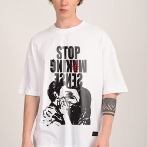 Stop Making Sense White Baggy Fit Graphic T-shirt Men