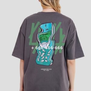 Dial The Number Dark Grey Oversized Fit T-Shirt Women