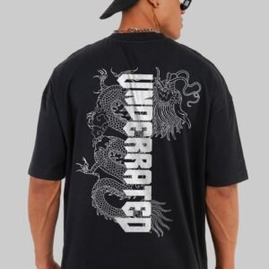 Dragon Art Black Baggy Fit T-Shirt Men