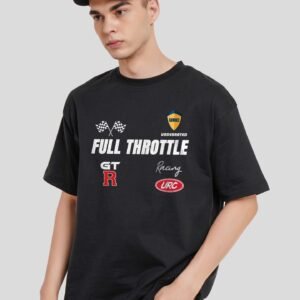 Full Throttle Race Black Oversized Fit T-Shirt Men