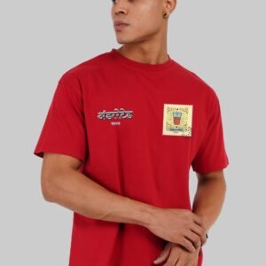 Kadak Chai Red Oversized Fit T-Shirt Men