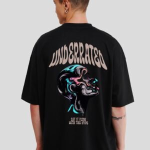 Let It Flow With Hype Black Printed Baggy T-Shirt