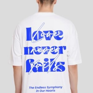 Love Never Fails White Baggy Fit T-Shirt Men