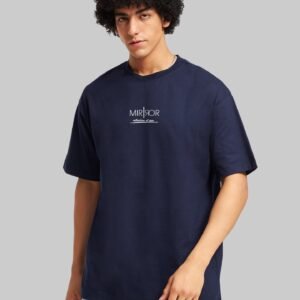 Reflection Of You Navy Blue Oversized Fit T-Shirt Men