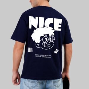 Nice Navy Blue Oversized Fit T-Shirt Men