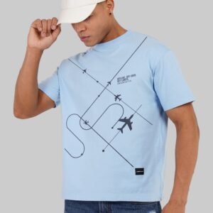 Offline Offgrid Offlimits Sky Blue Oversized Fit T-Shirt Men