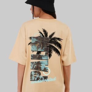 Palm Beige Oversized Fit T-Shirt Women