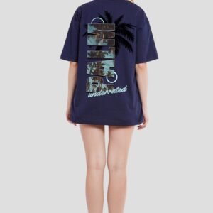 Palm Navy Blue Oversized Fit T-Shirt Women