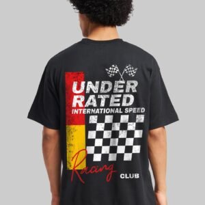 Racing Club Black Oversized Fit T-Shirt Men