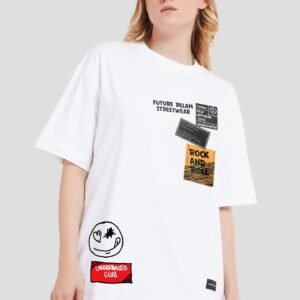 Rock And Roll White Printed T-Shirt