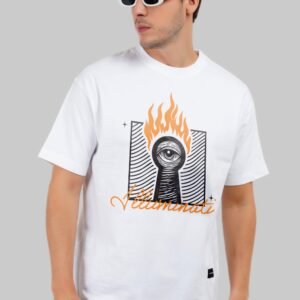 Illuminati Fire White Oversized Fit T-Shirt Men