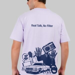Real Talk Radio Lavender Oversized Fit T-Shirt Men