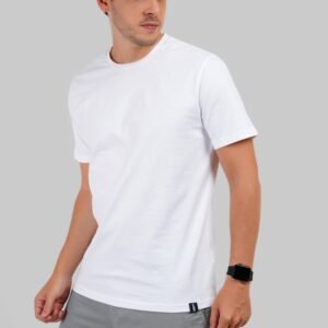 Solid White Half Sleeves T-Shirt For Men Regular Fit