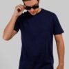 Solid Navy Blue Half Sleeves T-Shirt For Men Regular Fit