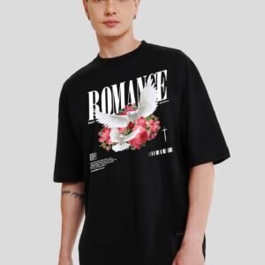 Romance Black Printed Baggy T-Shirt