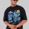 Starry Night Black Baggy Fit T-Shirt Men