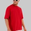 Solid Red Half Sleeves T-Shirt For Men Baggy Fit