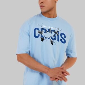 Relax In Crisis Sky Blue Baggy Fit T-Shirt Men