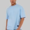 Solid Powder Blue Half Sleeves T-Shirt For Men Baggy Fit