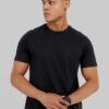 Solid Black Half Sleeves T-Shirt For Men Regular Fit