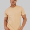 Solid Beige Half Sleeves T-Shirt For Men Regular Fit