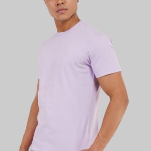 Solid Lilac Half Sleeves T-Shirt For Men Regular Fit